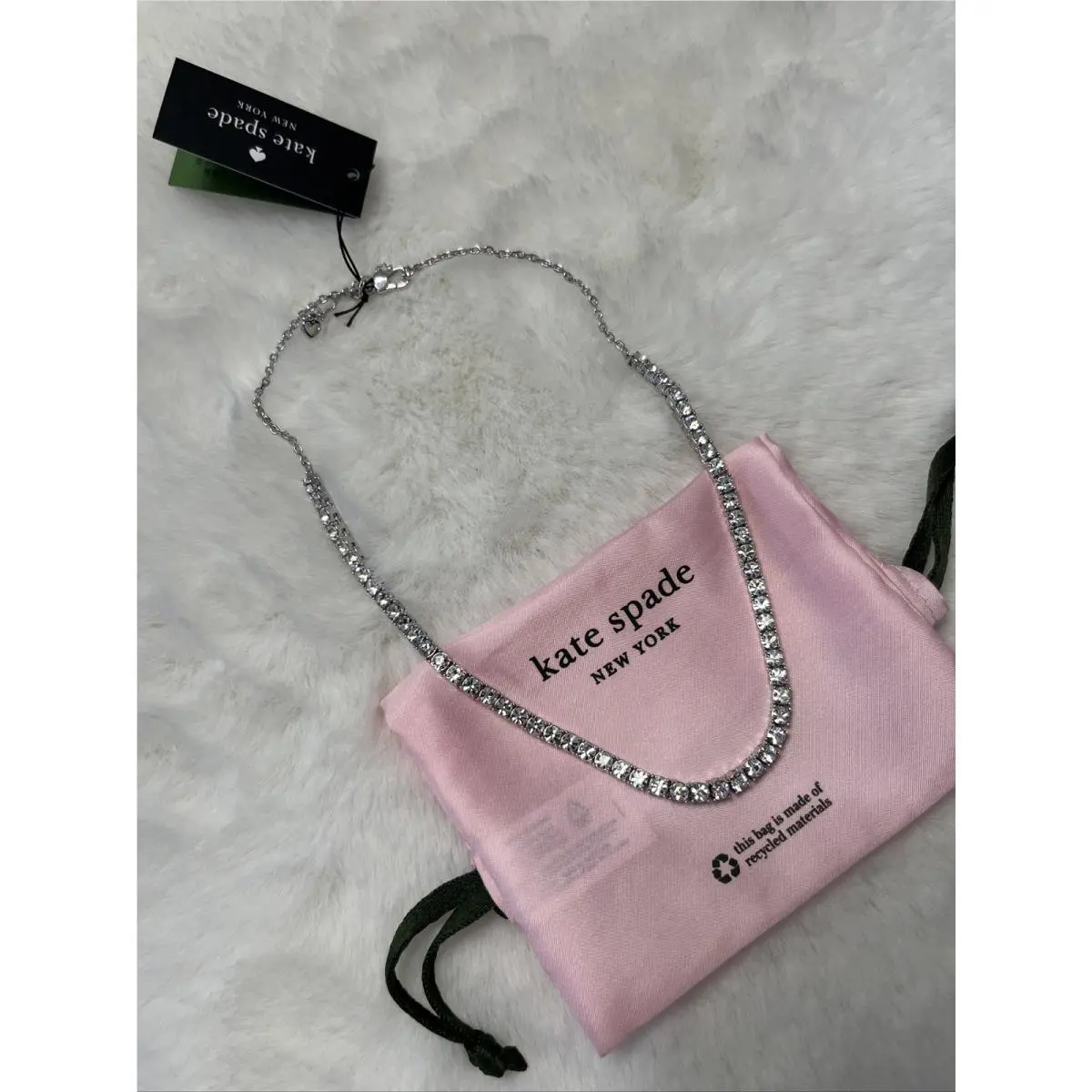 New Kate Spade Tennis Necklace Silver/clear