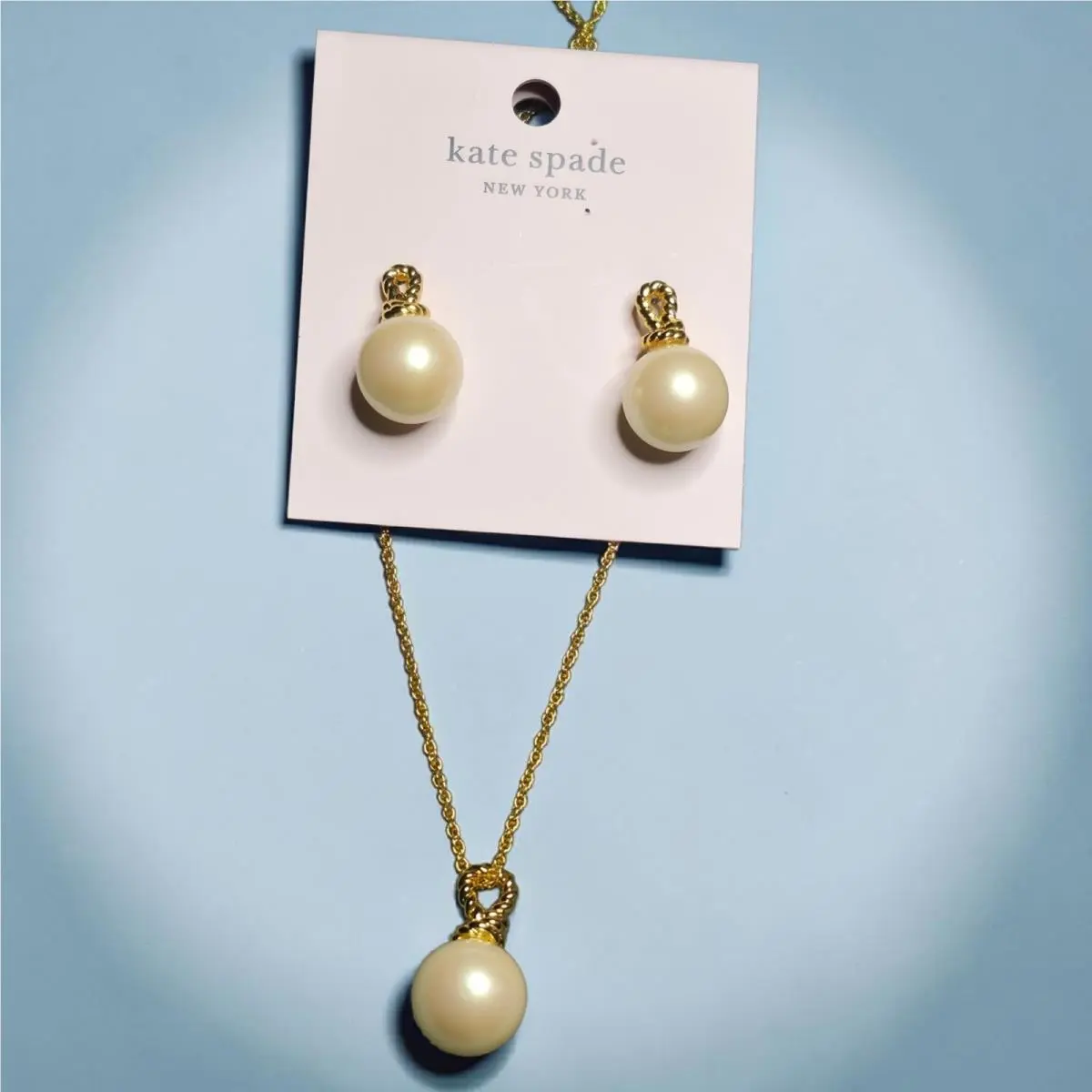 Kate Spade Sailor`s Knot Pearl Pendant Necklace Earrings Jewelry
