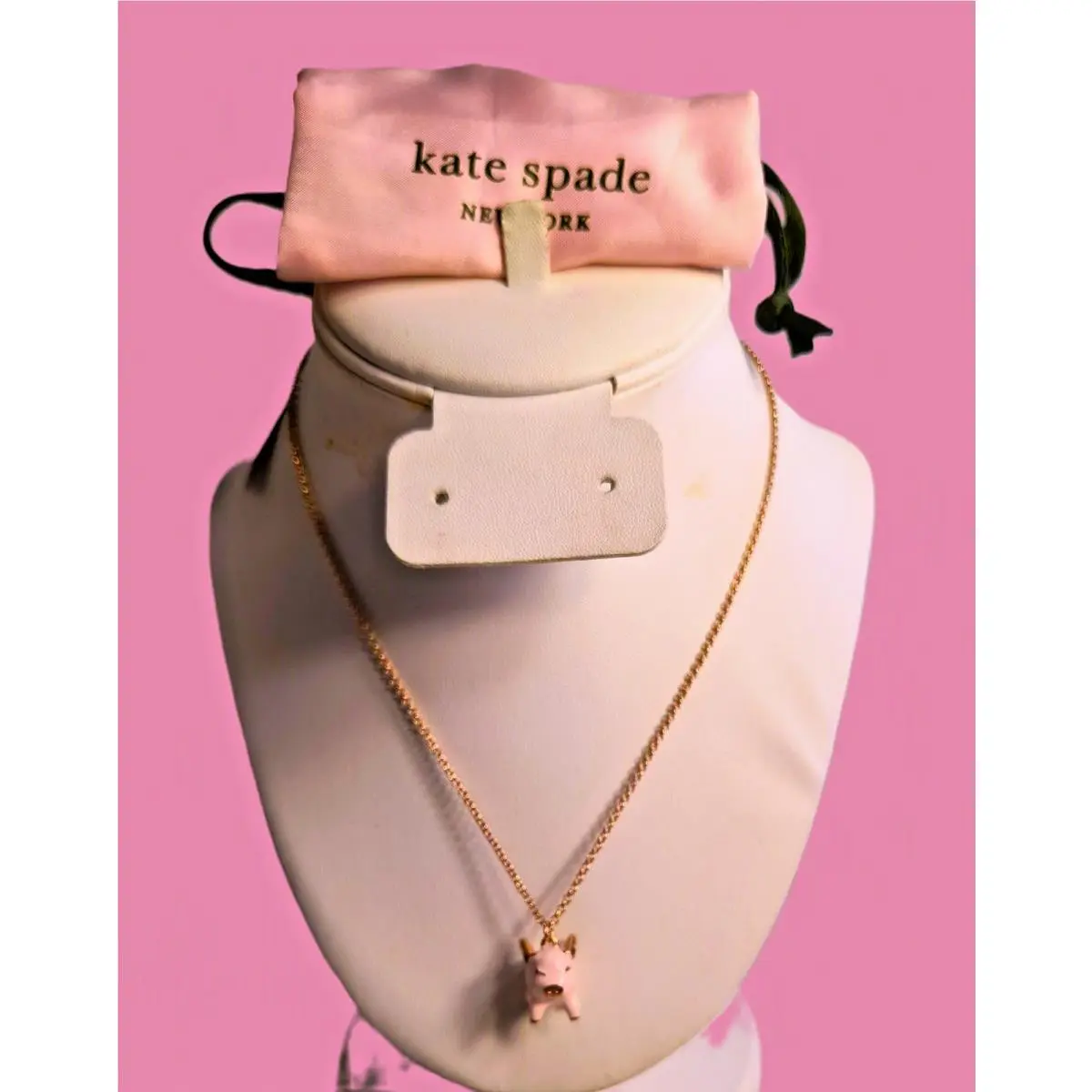 Kate Spade New York Rose Gold Imagination Flying Pig Pendant Necklace Bag