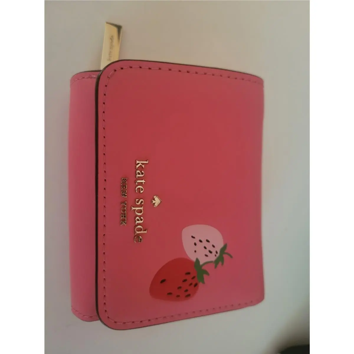 Kate Spade Picnic In The Park Small Pink Leather Continental Trifold Wallet