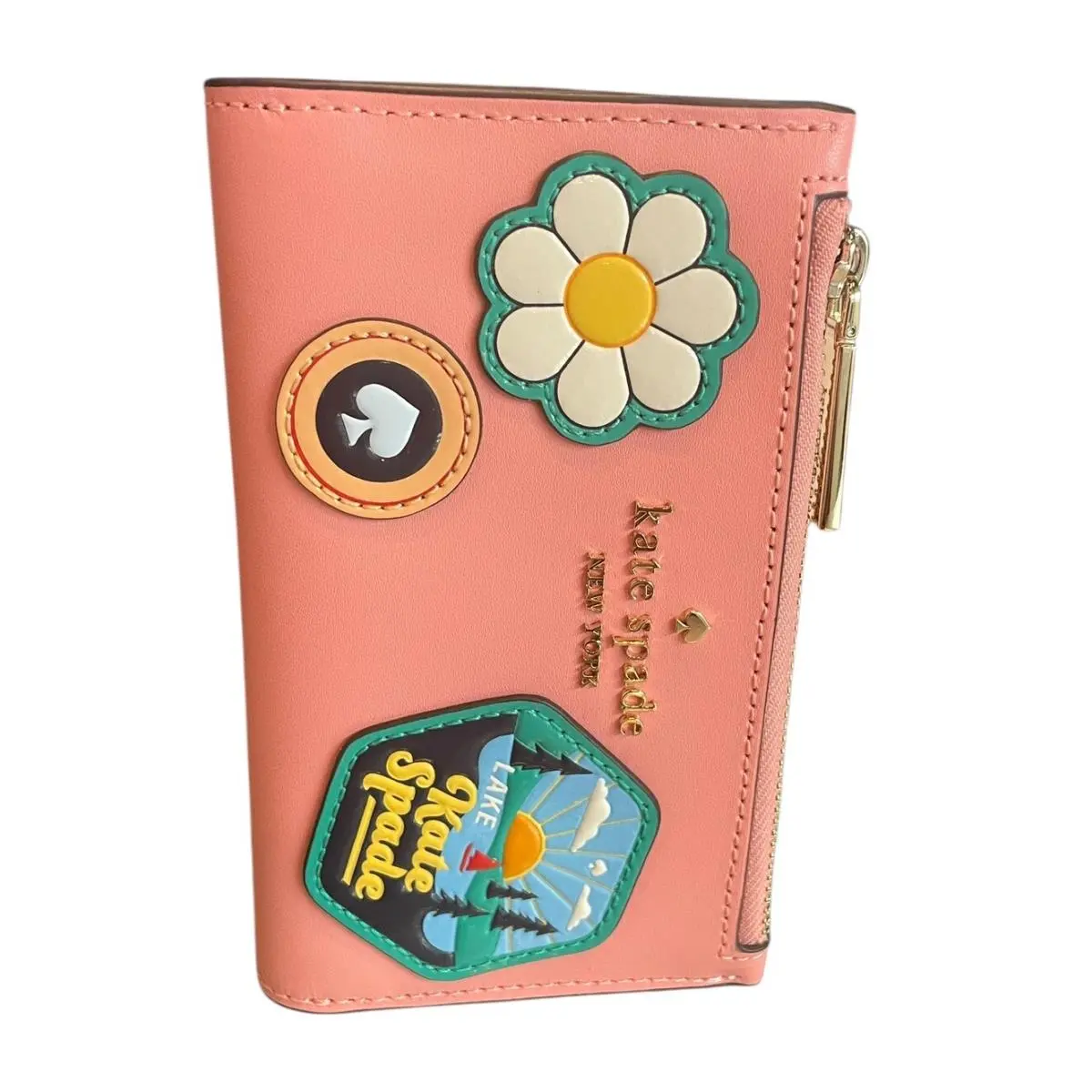 Kate Spade Day Tripper Small Slim Bifold Wallet Peachy Rose Multi