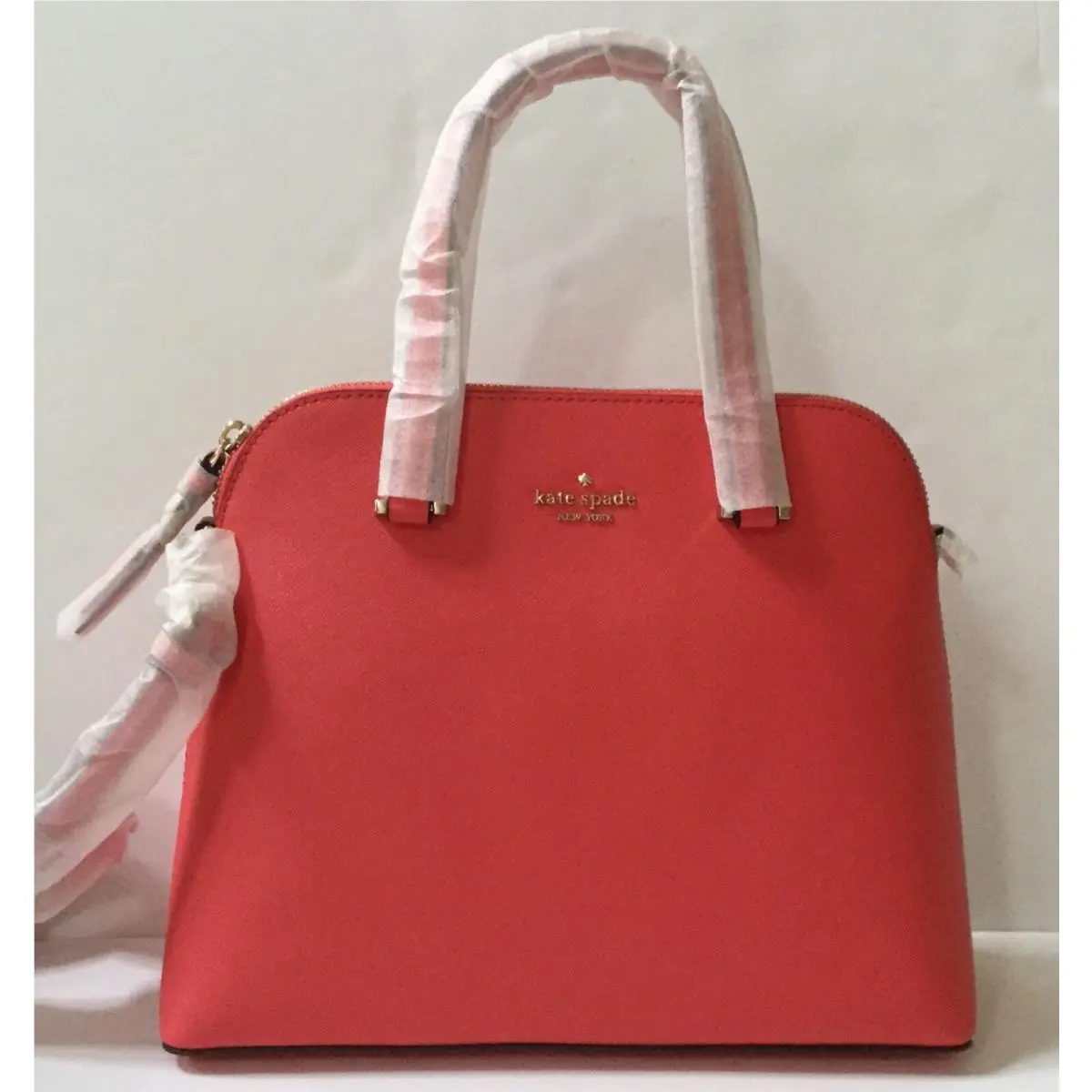 Kate Spade Maise Medium Dome Leather Satchel Crossbody Handbag in Stop Light