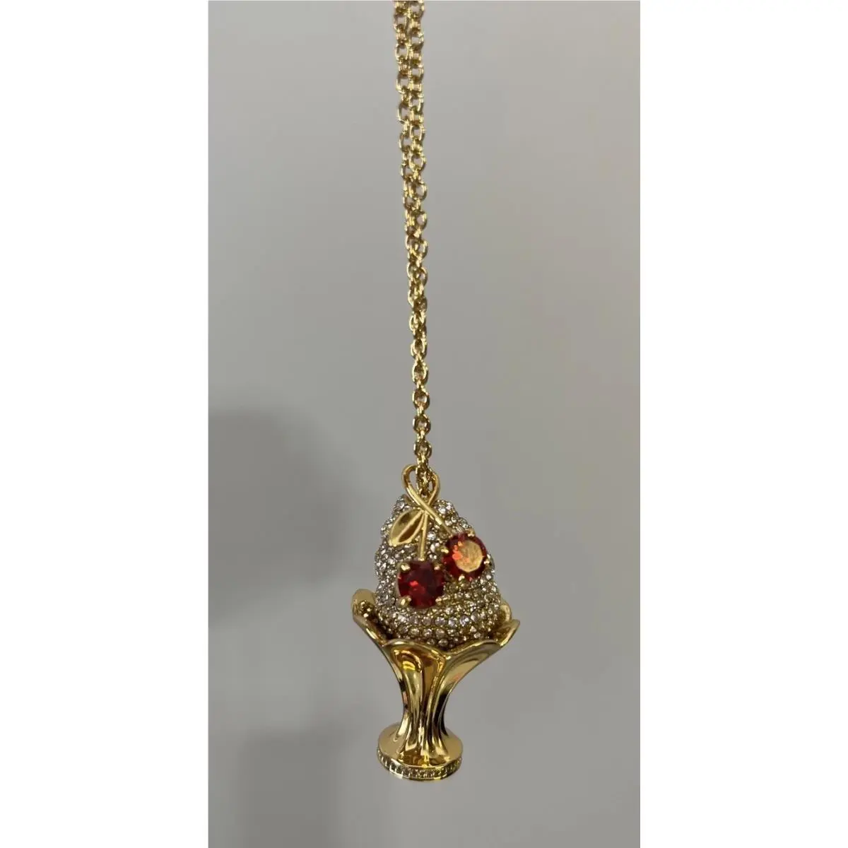 Kate Spade Ice Cream Sundae Pendant Long Necklace Novelty Gold Tone