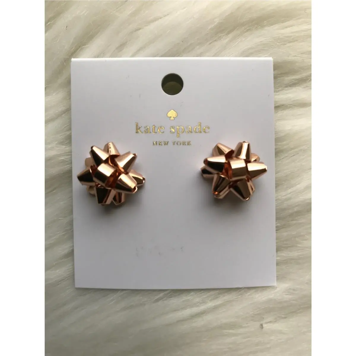 New Kate Spade Bourgeois Bow Stud Earrings Rose Gold Great Gift