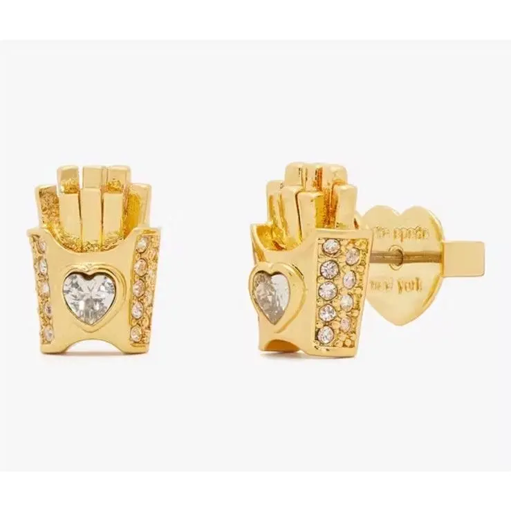 New Kate Spade What A Snack French Fry Earrings Gold Tone