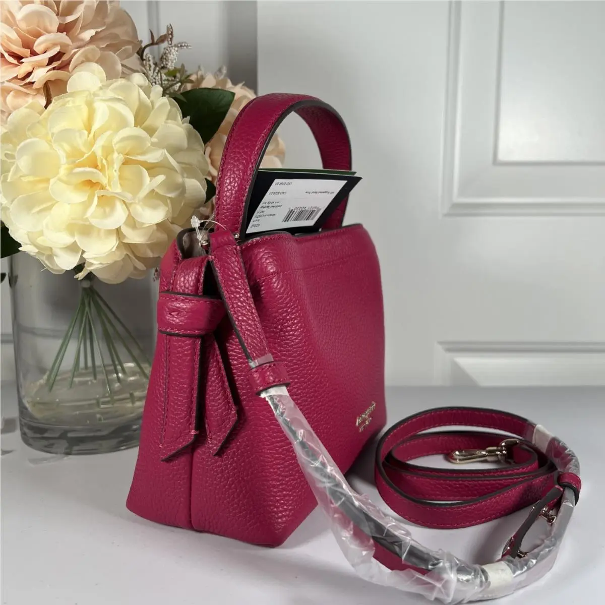 Kate Spade Pebble Leather Knott Top Handle/crossbody Mini Tote - Hot Pink