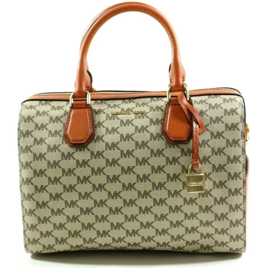Michael Kors Studio Mercer Medium Heritage Logo Duffel in Natural Orange