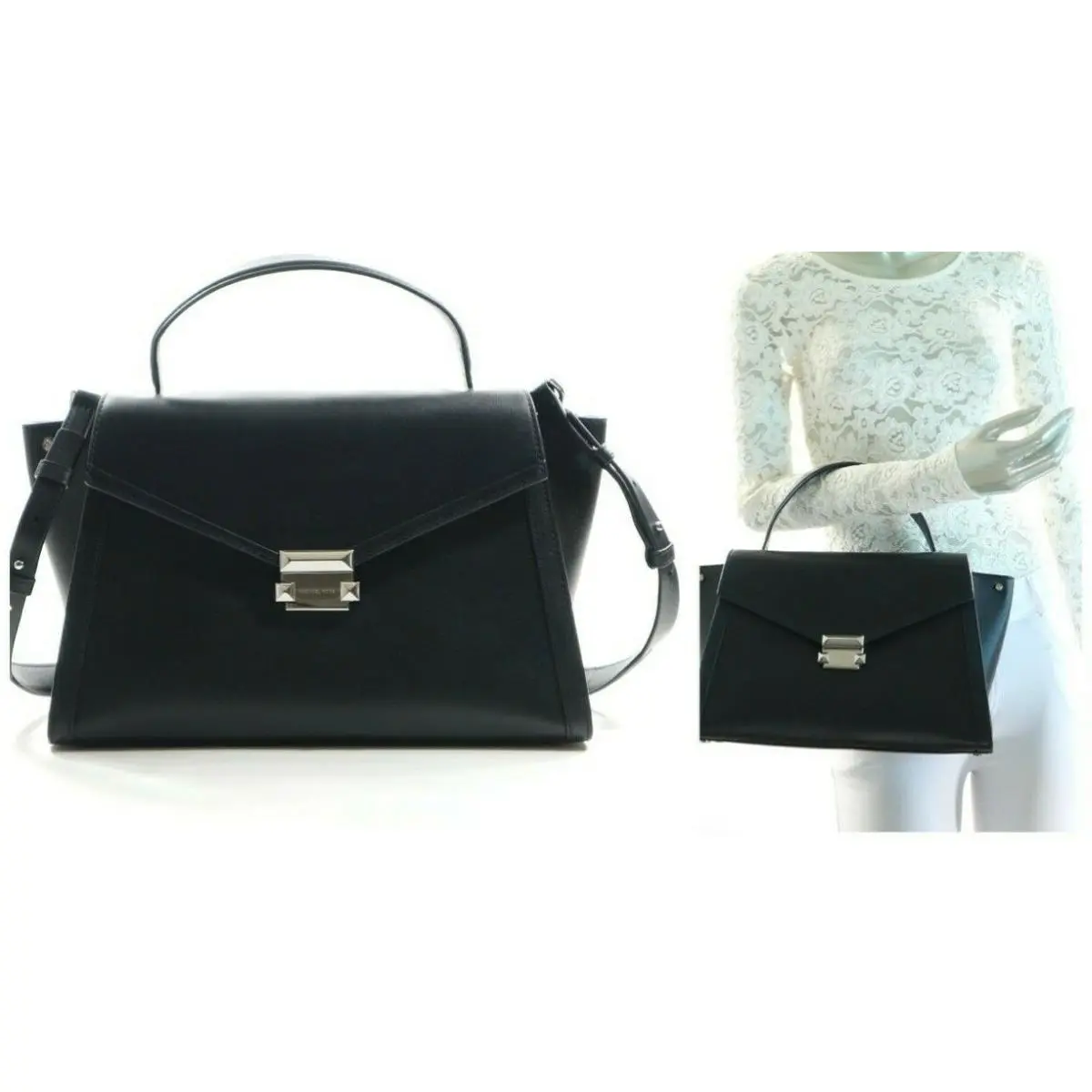 Whitney Large Top Handle Leather Satchel in Black by Michael Kors