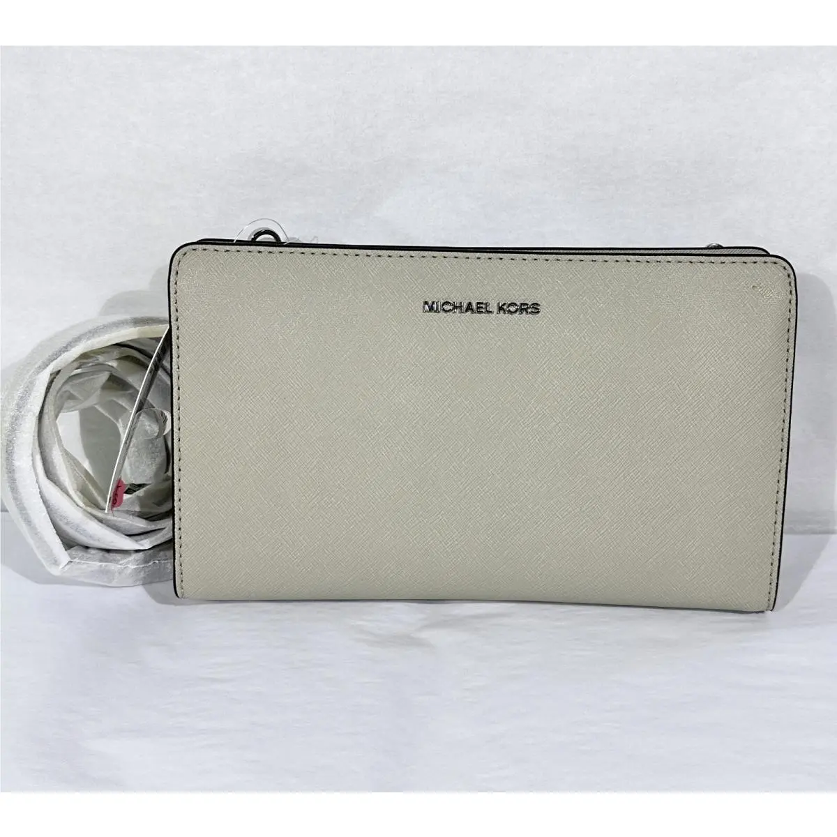 Michael Kors Jet Set Large Crossbody Clutch Cement