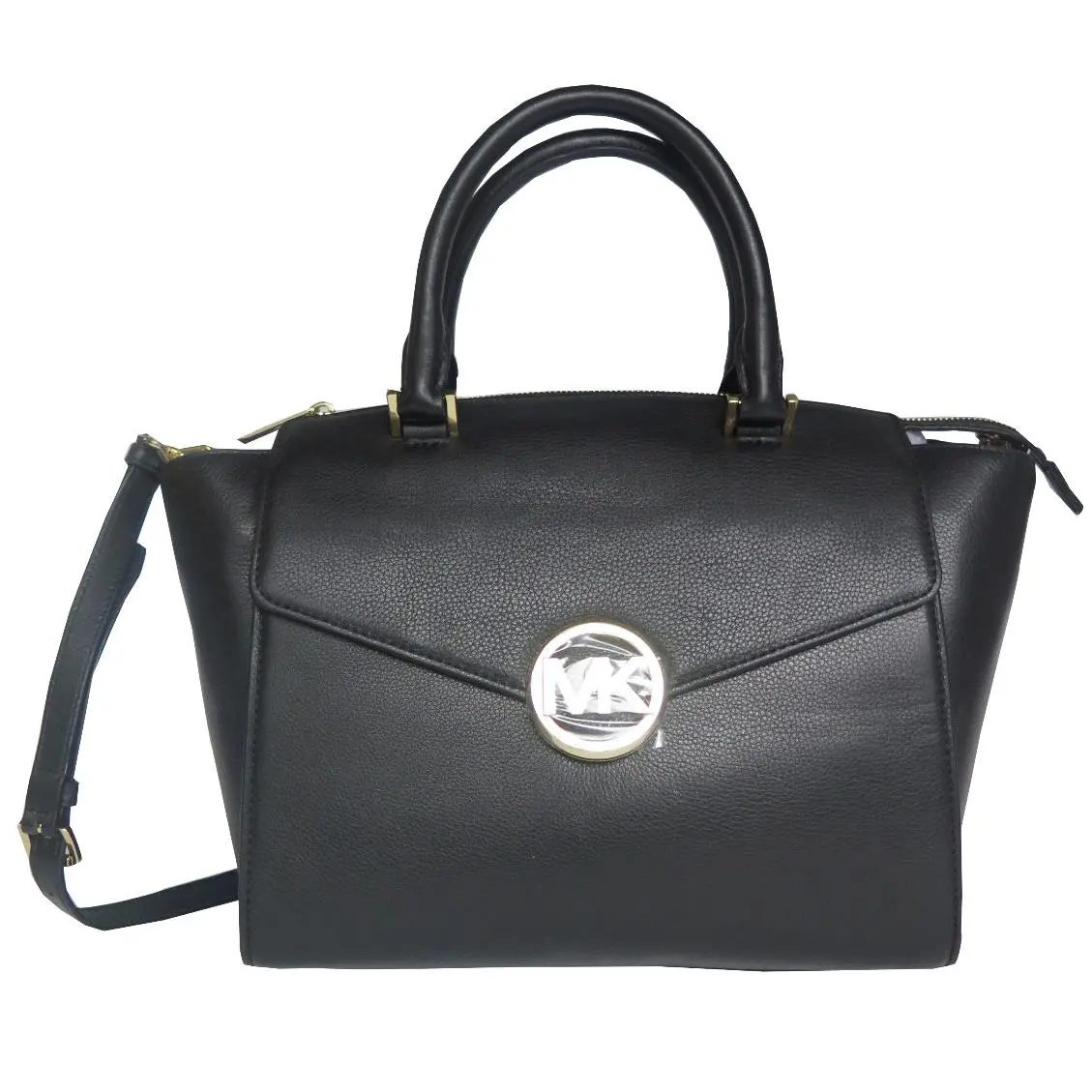 Hudson Black Leather Large Satchel 35H4GHUS3L Black NWT$398.00 by Michael Kors