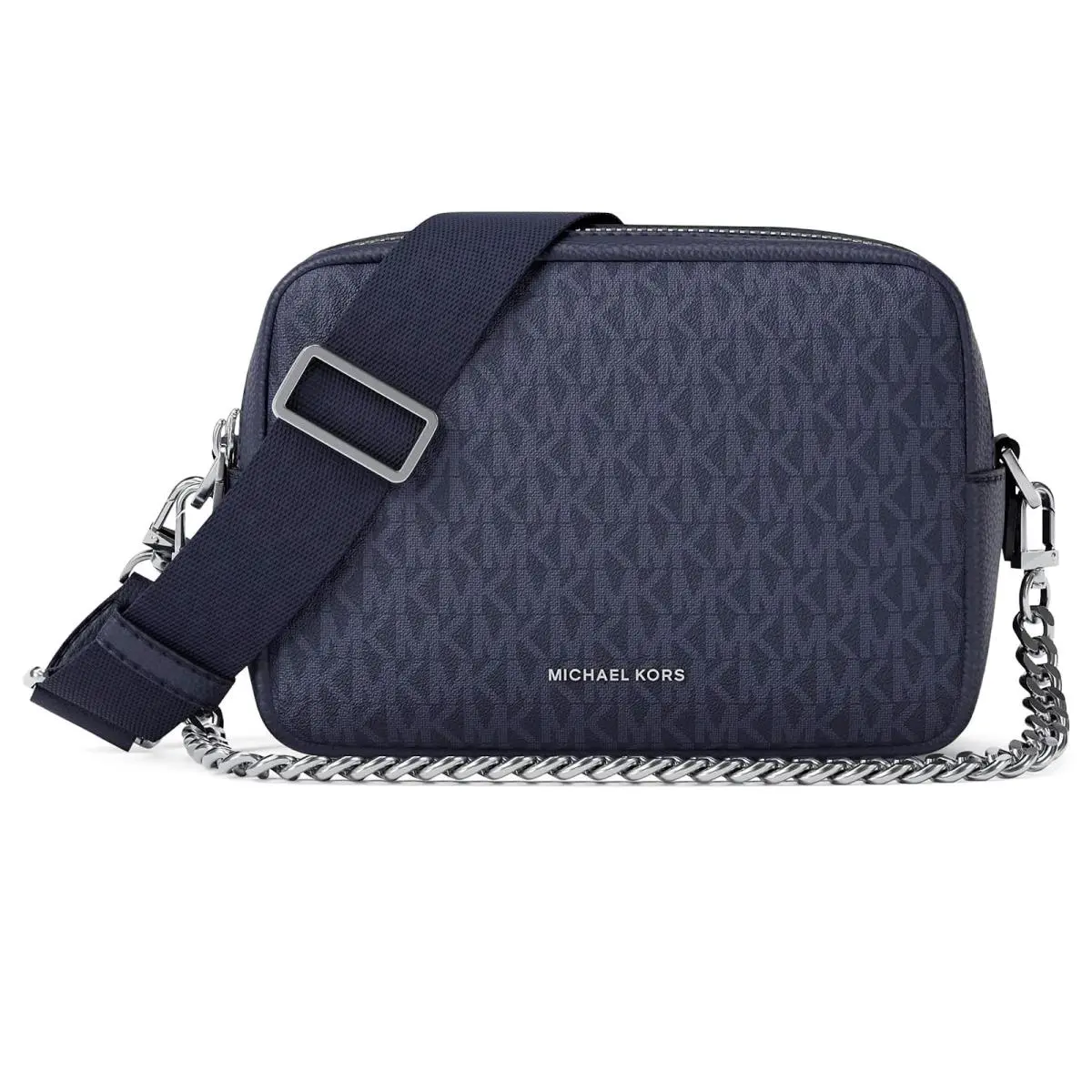 Woman`s Michael  Bryant Medium Double Zip Chain Camera Crossbody Dress Blues by Michael Kors