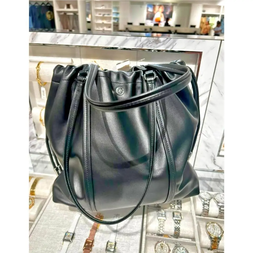 Matilda Large Cinch Drawstring Tote Bag Women PU Blend Handbag MK BLACK by Michael Kors