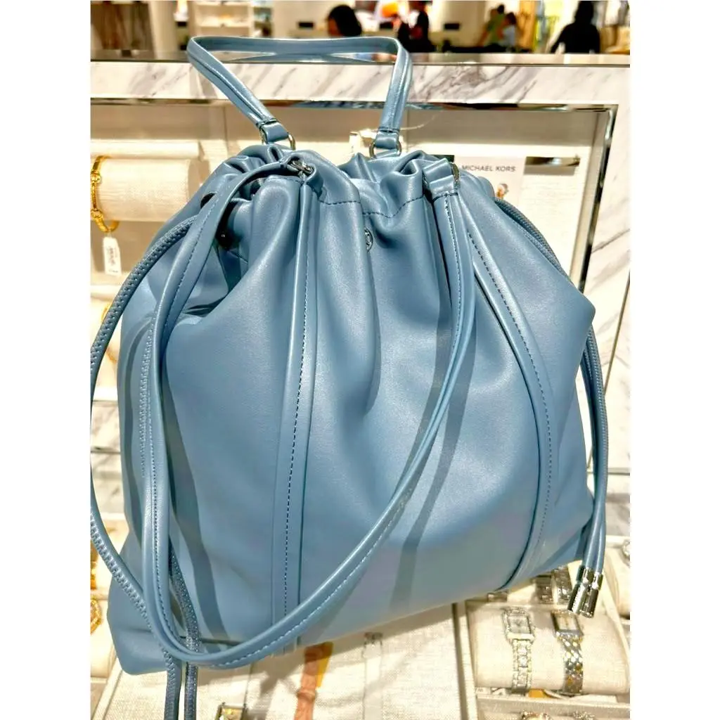 Matilda Large Cinch Drawstring Tote Bag Women PU Blend Handbag MK DENIM by Michael Kors