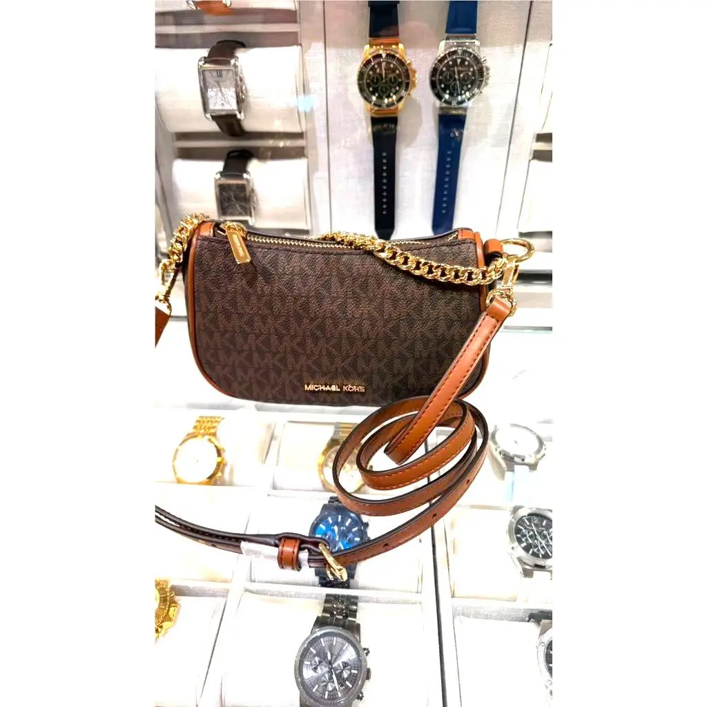 Carmela Ladies Small Pvc or Leather Crossbody Purse Bag Handbag MK BROWN by Michael Kors