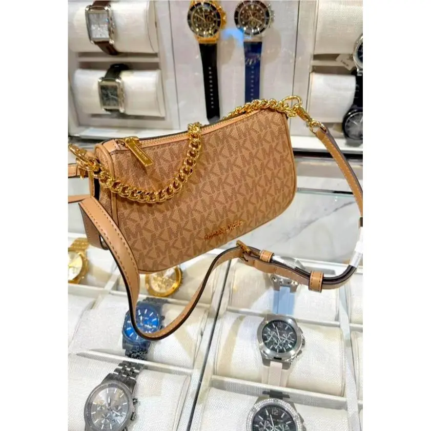 Carmela Ladies Small Pvc or Leather Crossbody Purse Bag Handbag MK CAMEL by Michael Kors