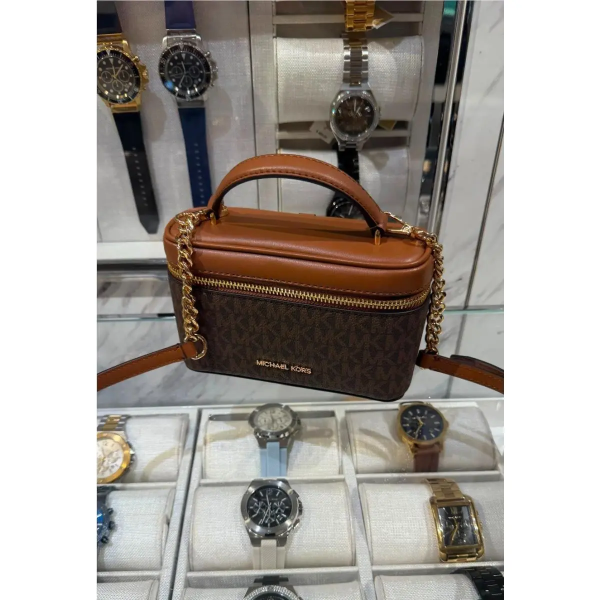MK Vivi Small Purse Vanity Crossbody Bag Handbag Shoulder Messenger BROWN by Michael Kors