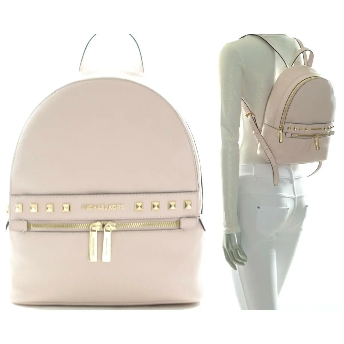 Kenly Medium Studded Leather Backpack Powder Blush NWT$368.00 by Michael Kors