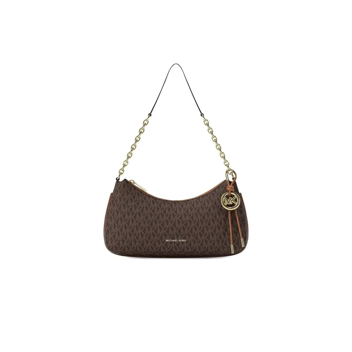 Woman`s Handbags Michael Michael Kors Nolita Medium Chain Pouchette - Brown/Acorn, Exterior: Multicolor