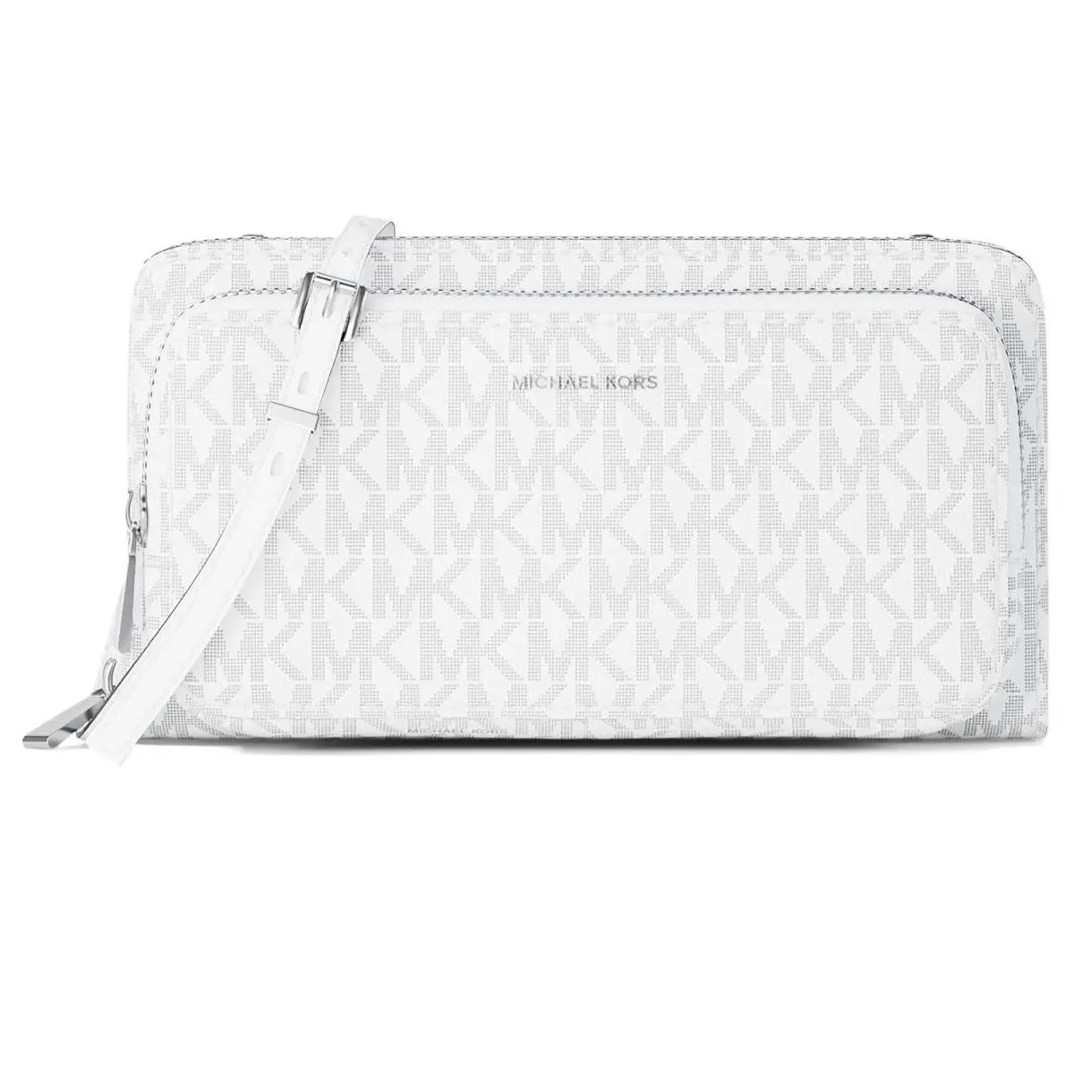Woman`s Handbags Michael  Jet Set Large Continental Xbody Optic White/Aluminum by Michael Kors