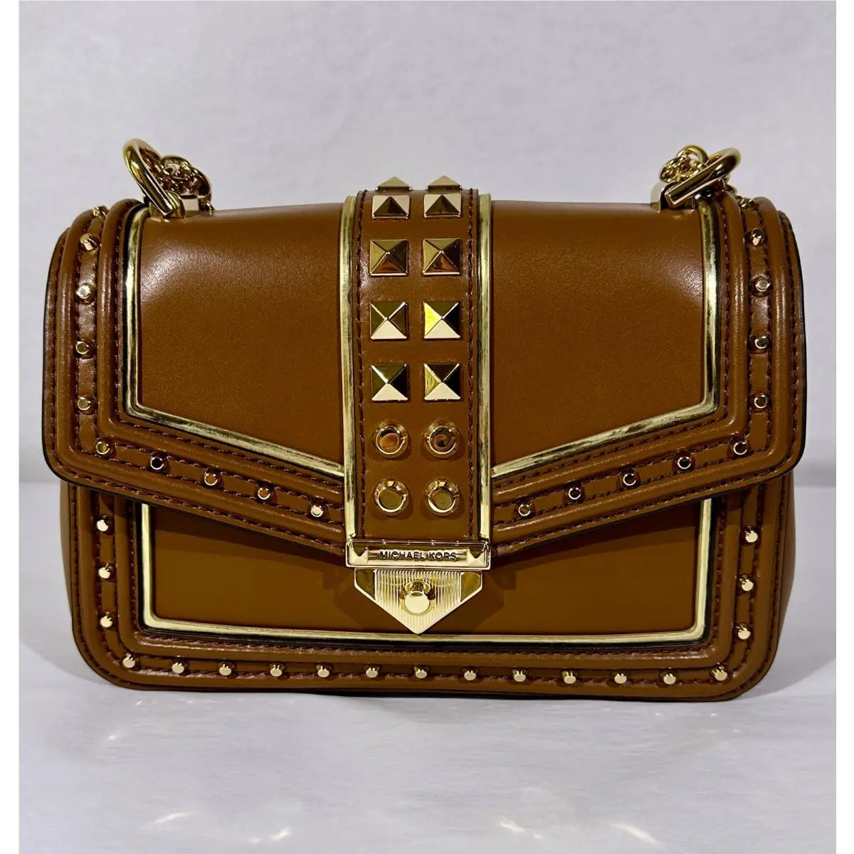 Michael Kors Leather Small Frameout Chain Shoulder Bag