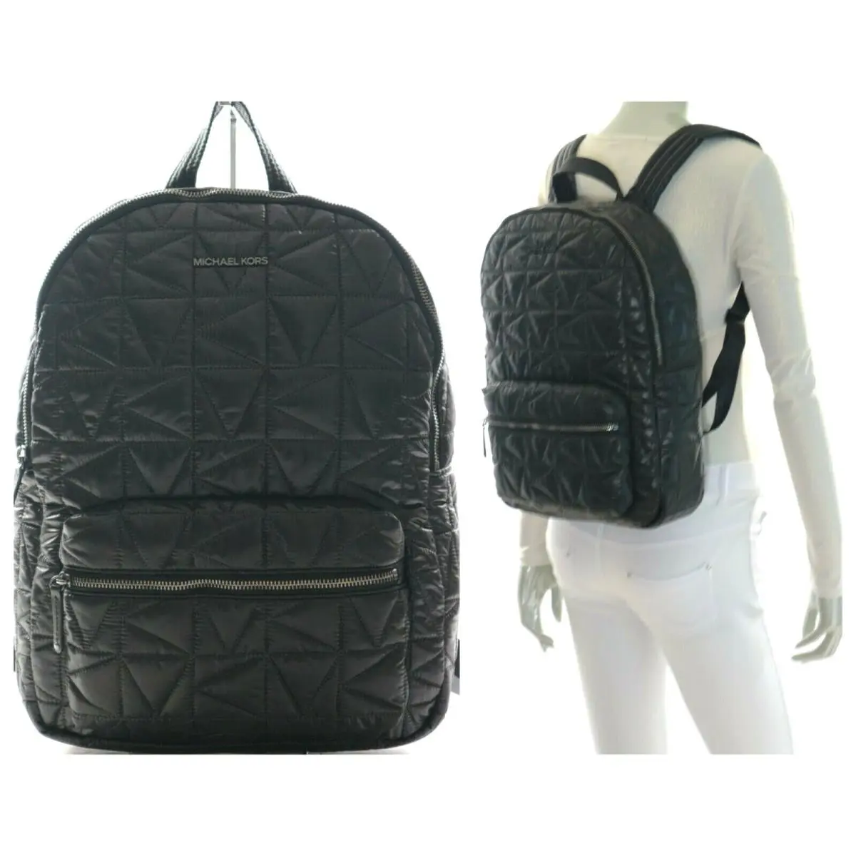 Winnie Large Quilted Nylon Laptop Backpack Black NWT$448.00 by Michael Kors