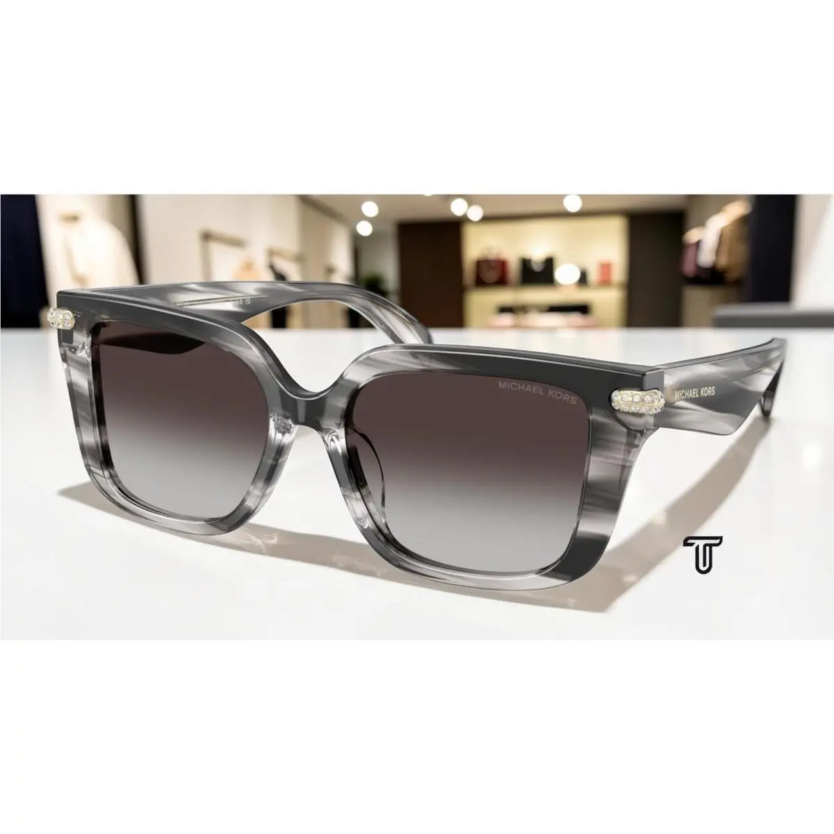 Michael Kors MK2275BU 40348G Santo Domingo Black Horn Grey 52mm Women Sunglasses