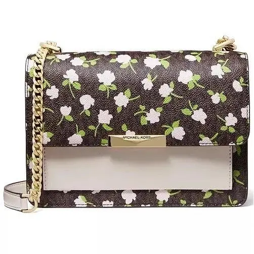 Jade Large Shoulder Bag Brown Multicolor Floral Gusset Flap by Michael Kors