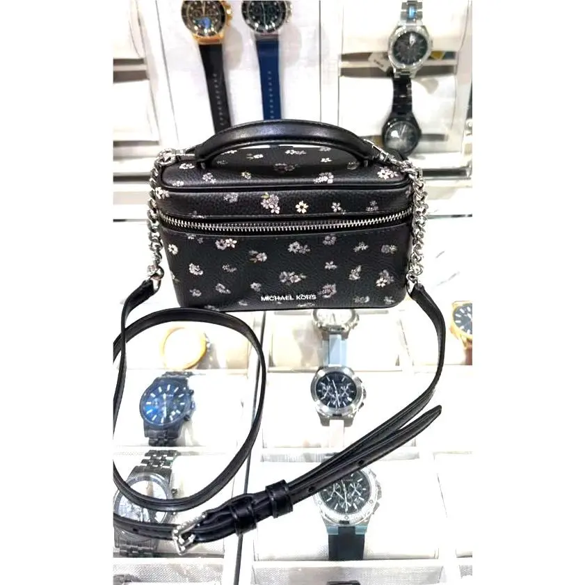 Michael Kors Vivi Women Small Vanity Case Crossbody Bag Black Handbag Shoulder