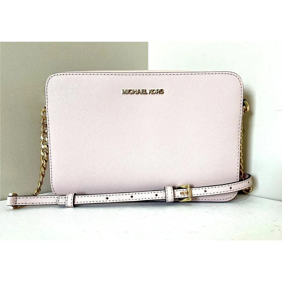 Michael Kors Jet Set Item Large Zip Chain Crossbody Bag Powder Blush Dustbag