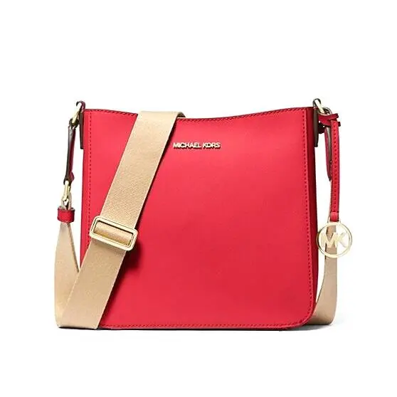 Jet Set Travel Small Messenger Bag Leather Bright Red by Michael Kors