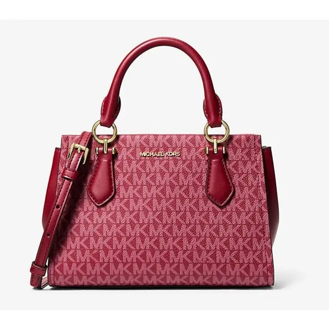 Michael Kors Marilyn Small Signature Logo Messenger Bag Cherry with Dust Bag