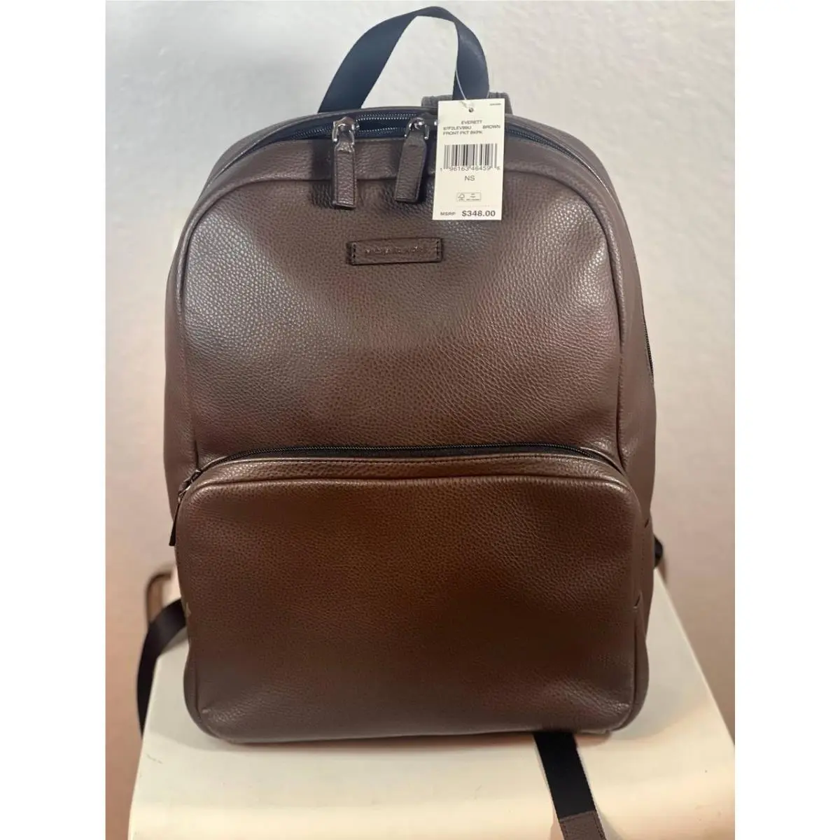 Michael Kors Everett Front Pocket Backpack Brown Leather Large