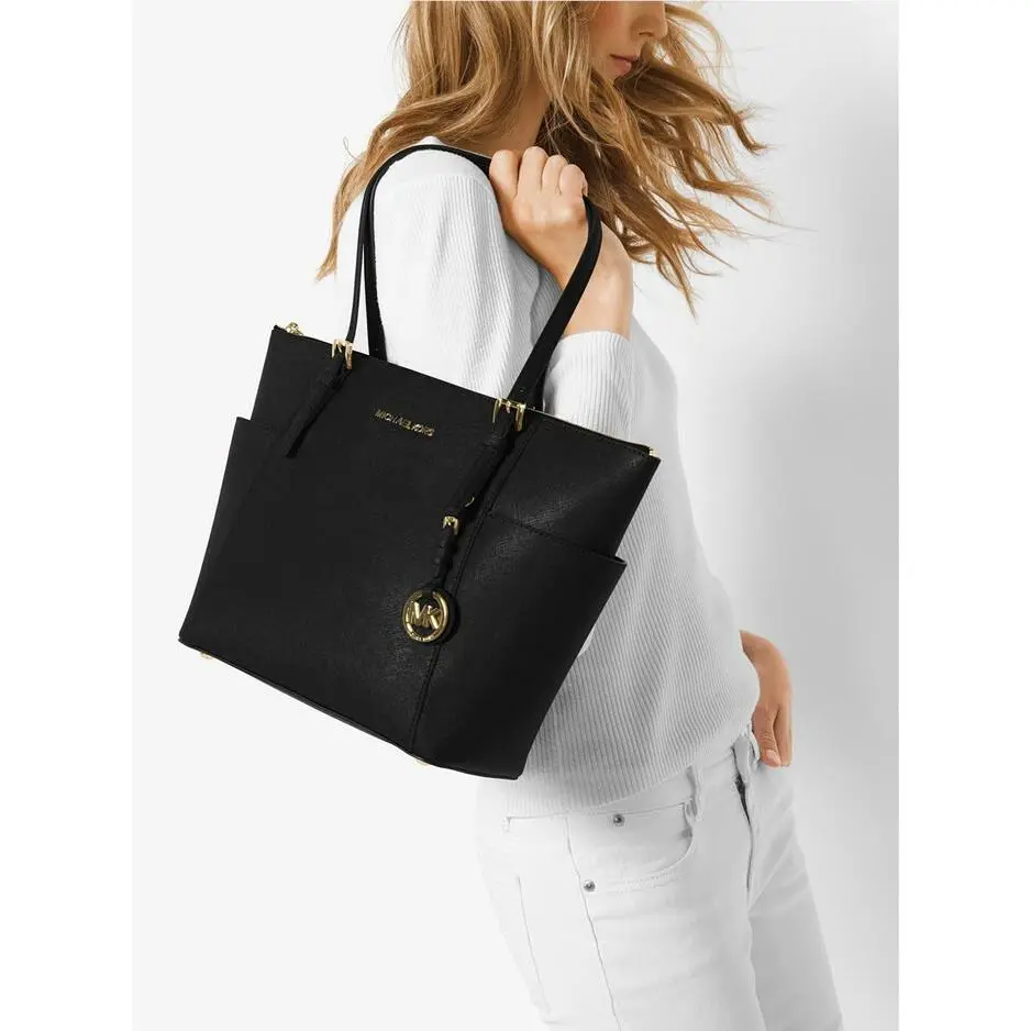 Kors Jet Set Large Ew Black Leather Tote