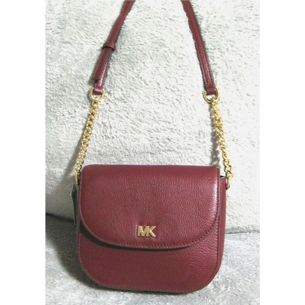 Michael Kors Small Wine Red Leather Messenger Crossbody Sling Shoulder Bag