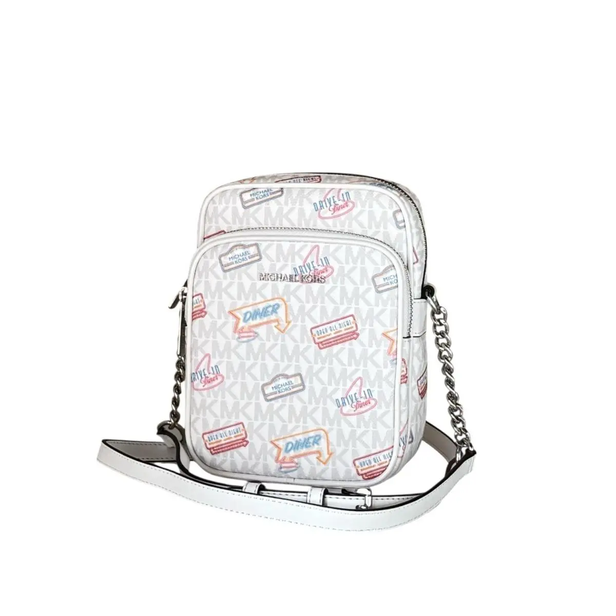 Jet Set Travel Medium Chain Optic White Crossbody Bag by Michael Kors