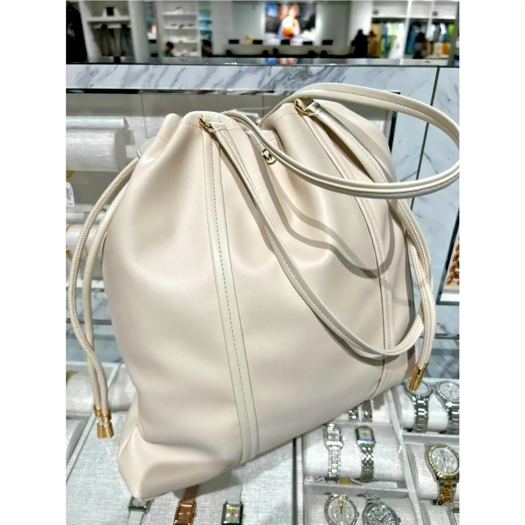 Matilda Large Cinch Drawstring Tote Bag Women Handbag Light Cream by Michael Kors