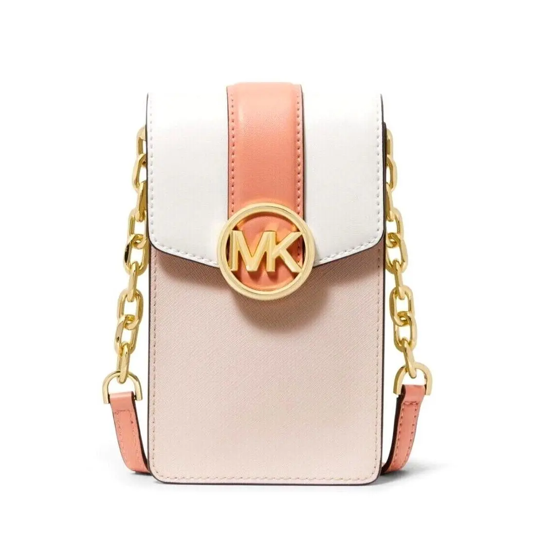 Michael Kors Carmen Small Leather Phone Crossbody Powder Blush Dust Bag