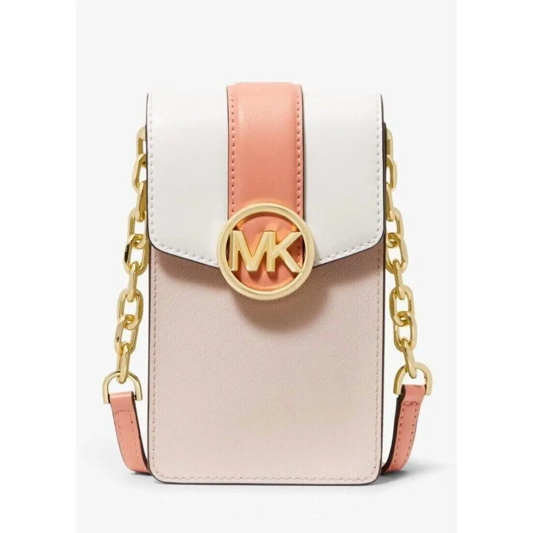 Michael Kors Carmen Small Leather Phone Crossbody Powder Blush Dust Bag