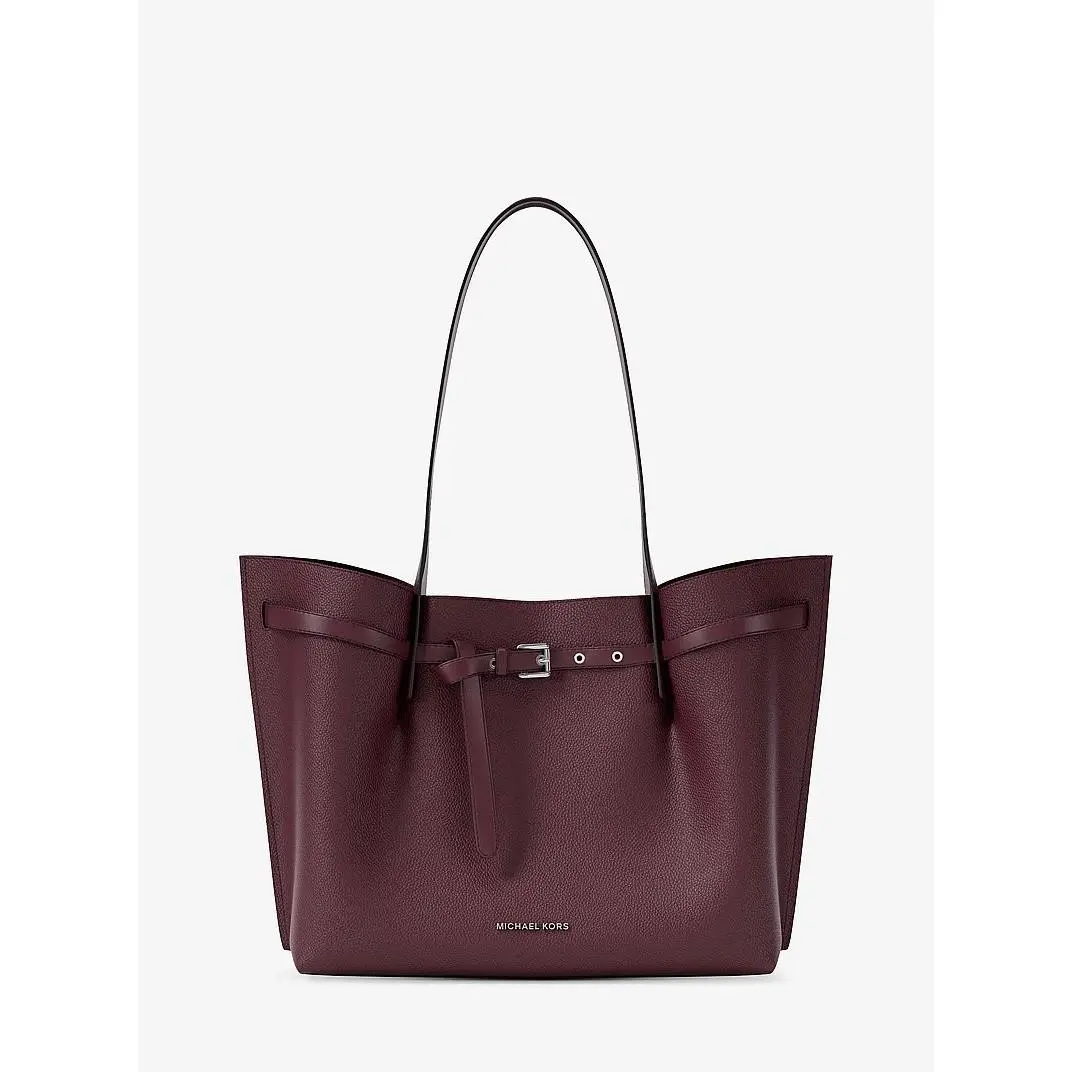 Michael Kors Emilia Oxblood Pebbled Leather Laptop Work Tote Quiet Luxury