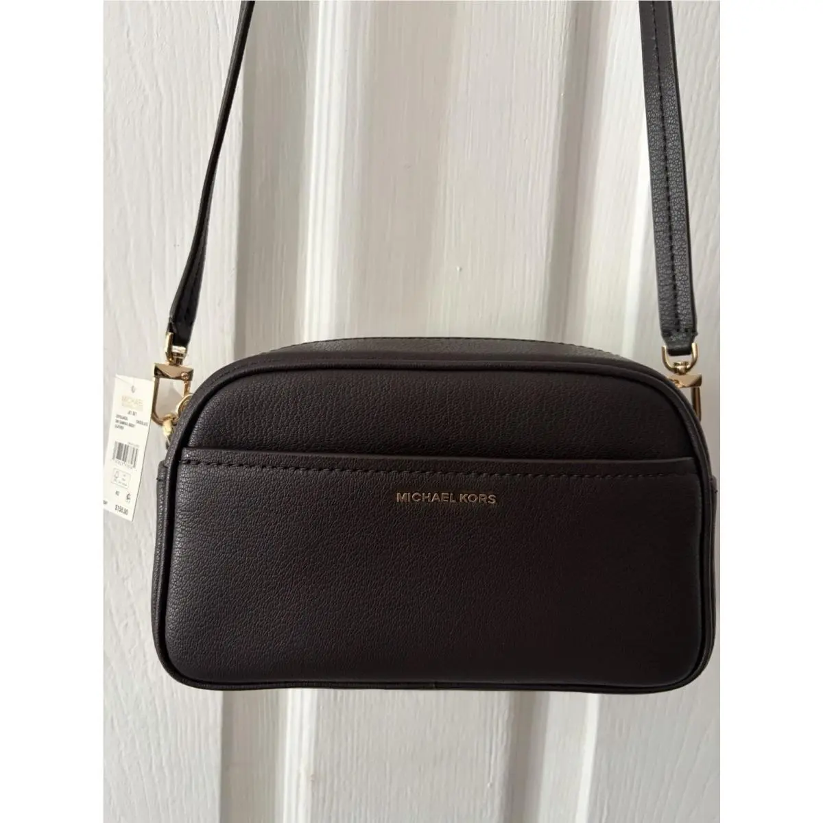 Michael Kors Chocolate Brown Pebbled Leather Crossbody Handbag Purse