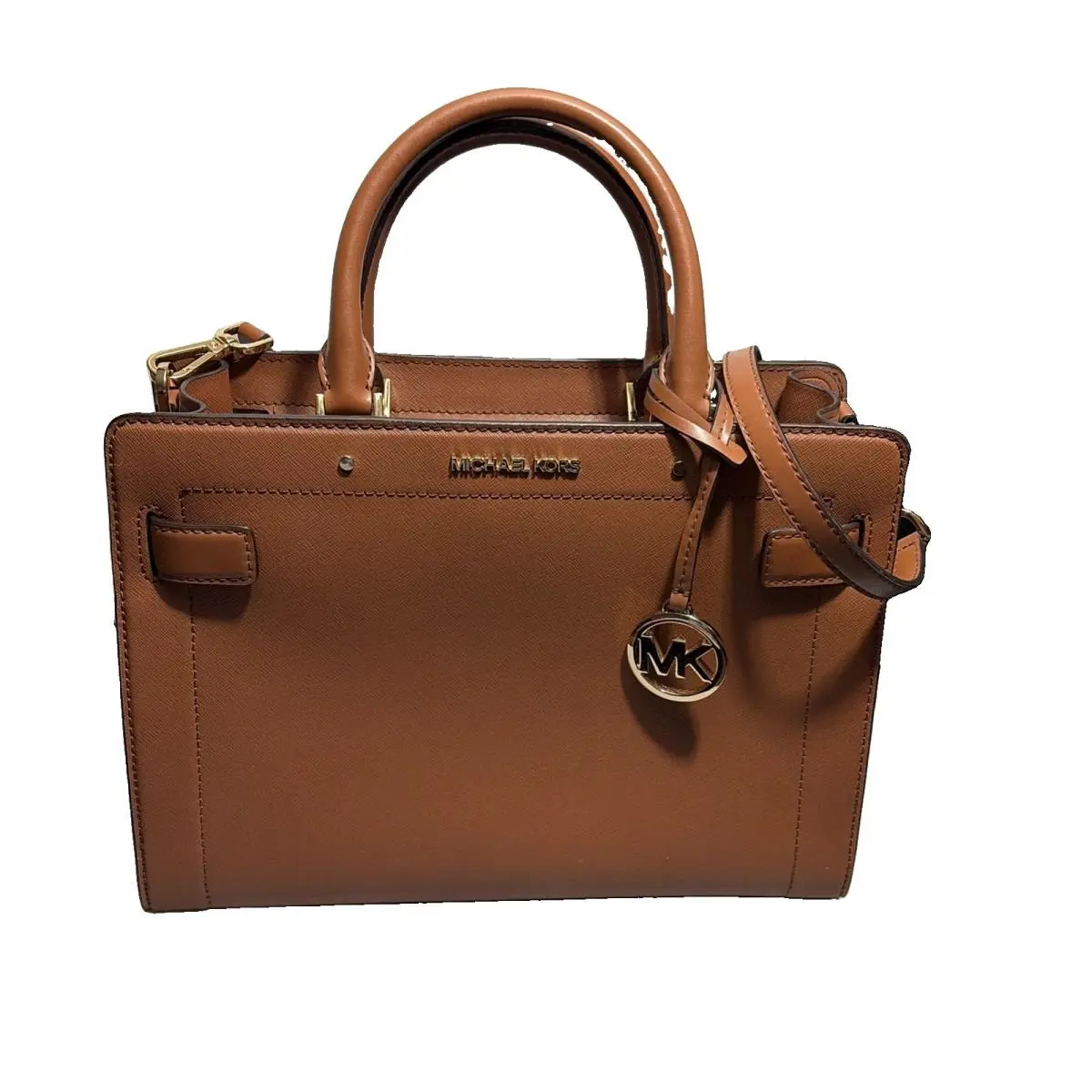 Leather Rayne Satchel In Brown by Michael Kors