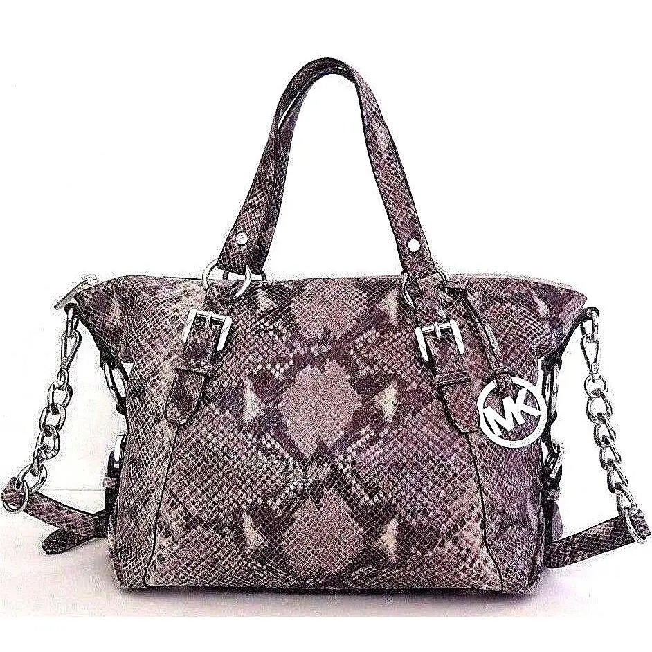Michael Kors Tristan MD Convertible Satchel Embossed Leather Bag Dark Sand