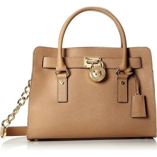 Hamilton Saffiano Leather E/w Satchel Dark Khaki with Key Fob Brand by Michael Kors