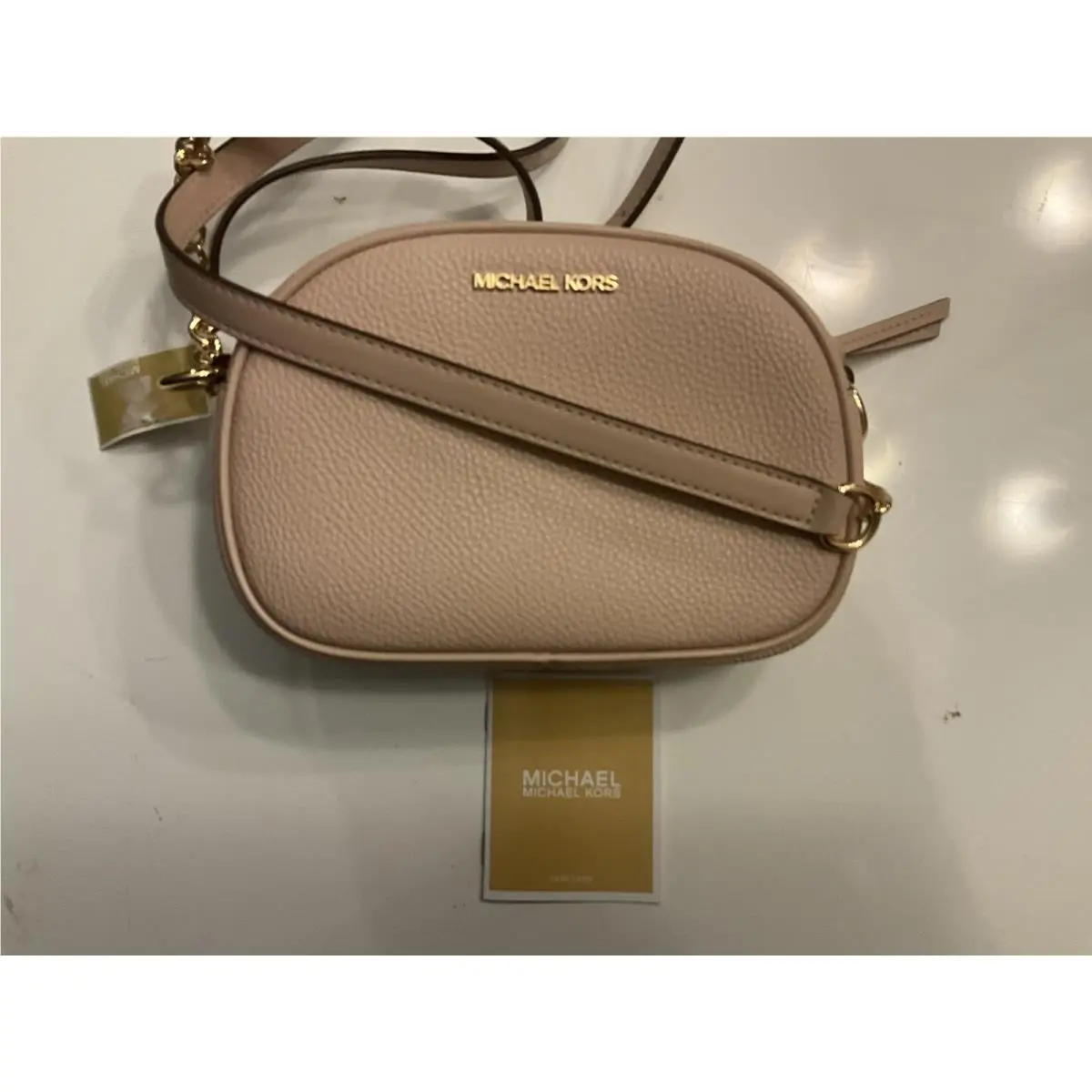 Michael Kors Jet Set Crossbody Womens NS Soft Pink Oval Vegan Shoulder Bag