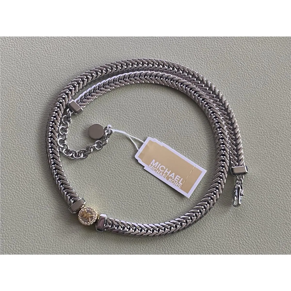 Michael Kors MKJ0251931 Foxtail Woven Silver Chain Necklace