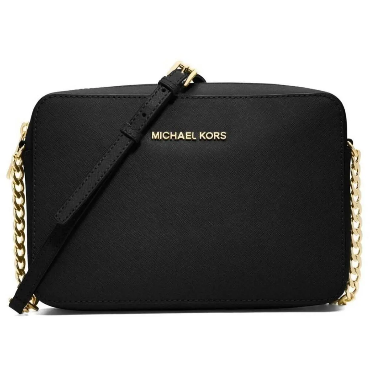 Michael Kors Crossbody Messenger Bag Jet Set Large Black Saffiano Leather Purse