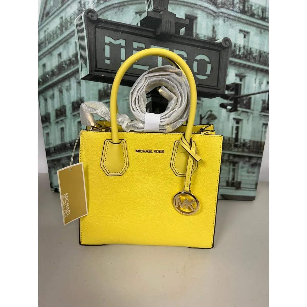 Michael Kors Mercer Medium Messenger Leather Bag Sunshine Yellow 35S1GM9M2L
