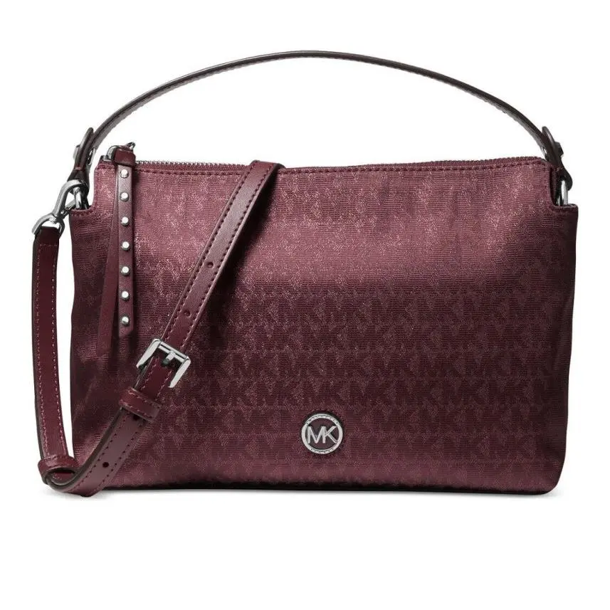 Kors Signature Shailene Small Messenger Bag Merlot Silver by Michael Kors