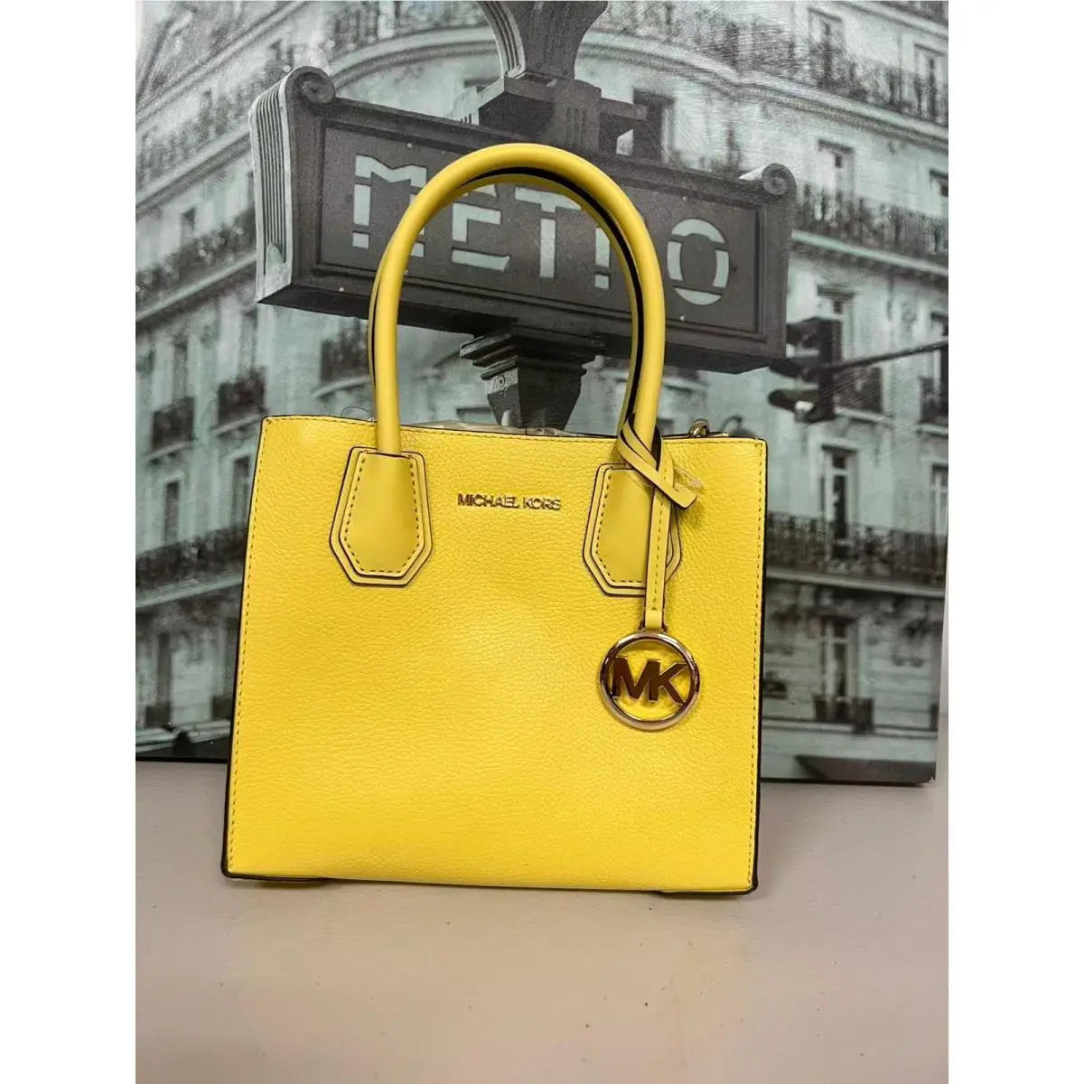Michael Kors 35S1GM9M2L Sunshine Yellow Leather Tote Crossbody Bag