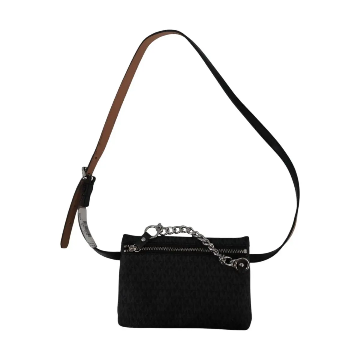Michael Kors 558263 Women`s Black Signature Monogram Logo Pull Chain Belt Bag XL